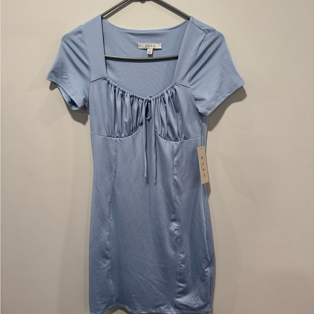 New Light Blue Short Sleeve Dress